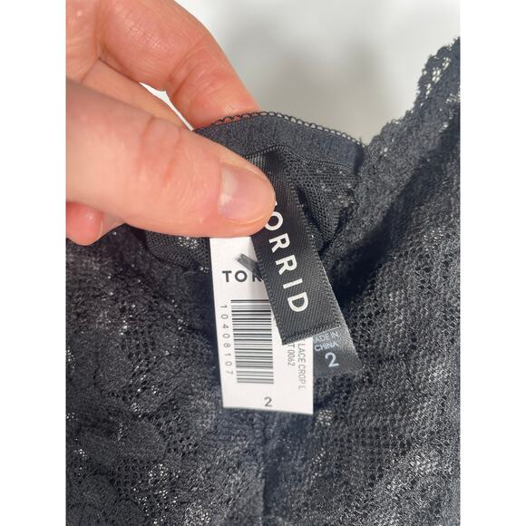 NWT Unlined Sheer Lace Crop Bralette Dark Romantic Whimsigoth Stretch Plus 2X - Picture 2 of 13